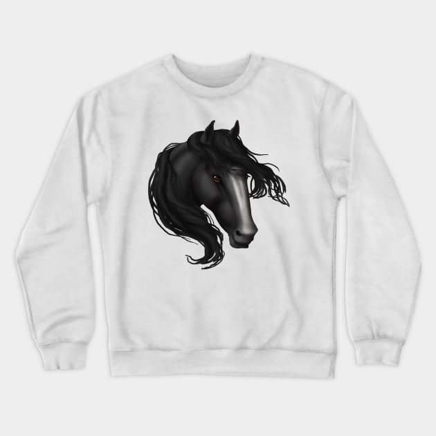 Horse Head - Black Blaze Crewneck Sweatshirt by FalconArt